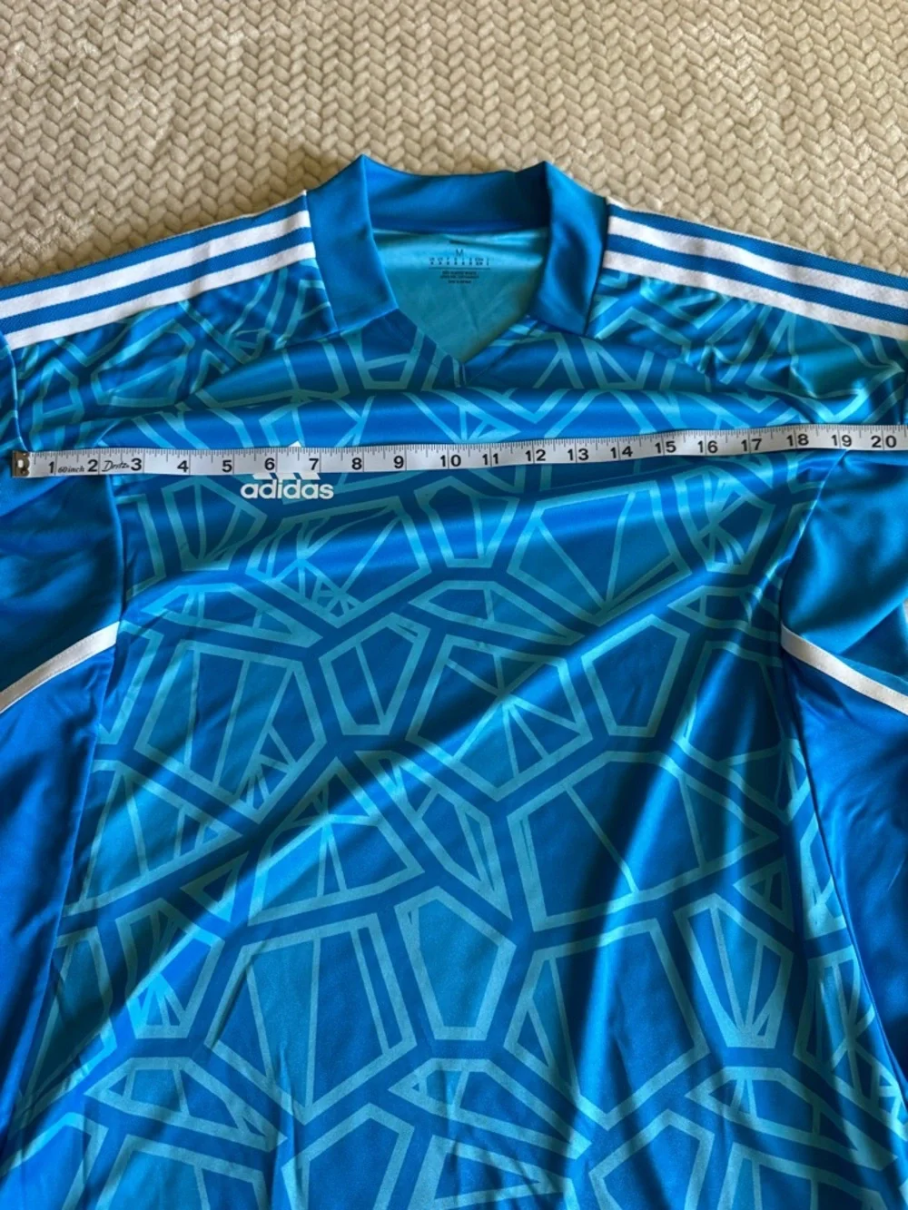 Adidas Men's Soccer Geometric Blue Jersey Medium